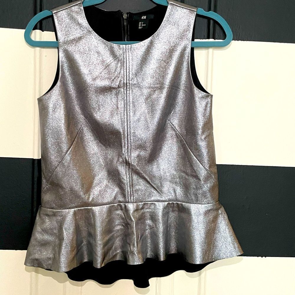 Silver Peplum Top  